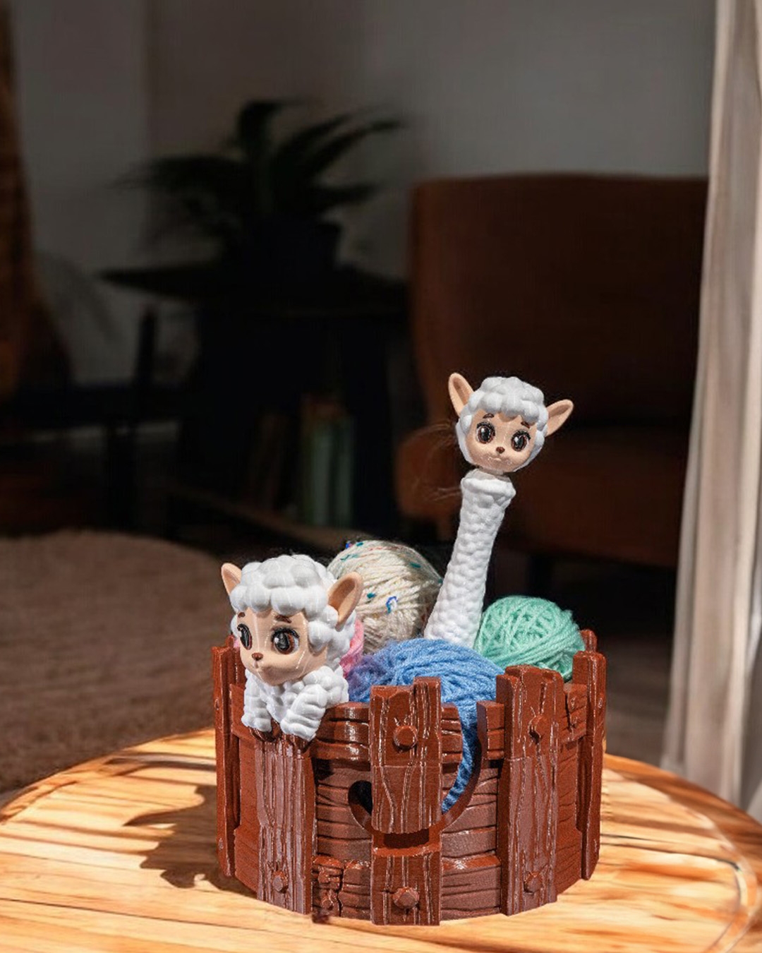 3D Printed Peasheepful Kit Yarn Bowl and Hook Case - Image 5