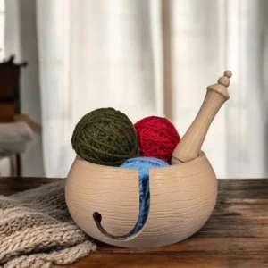 Organizador de crochê – Wooden Kit Yarn Bowl and Hook Case