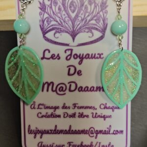 Boucles d'oreilles feuilles vertes /Les Joyaux De M@Daaame