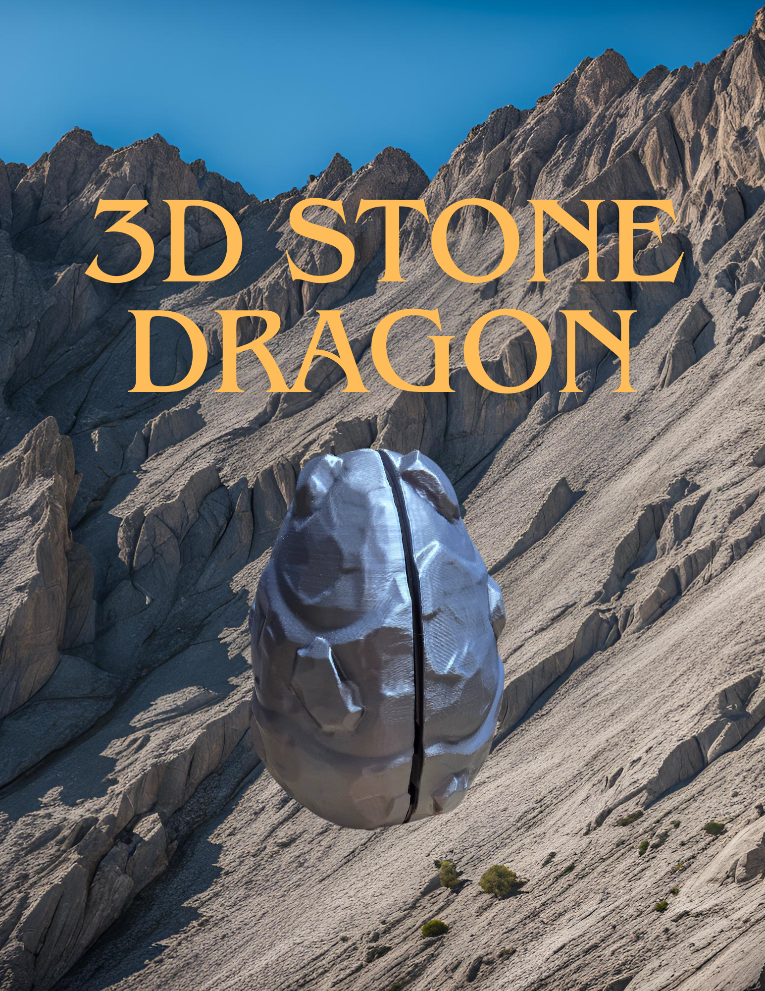 3D Printed Baby Stone Dragon & Egg – Earthbound Hatchling Collectible - Image 3
