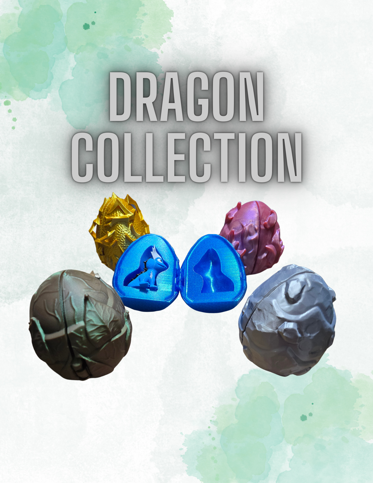 3D Printed Elemental Baby Dragon Set & Eggs – Complete Fantasy Hatchling Collection