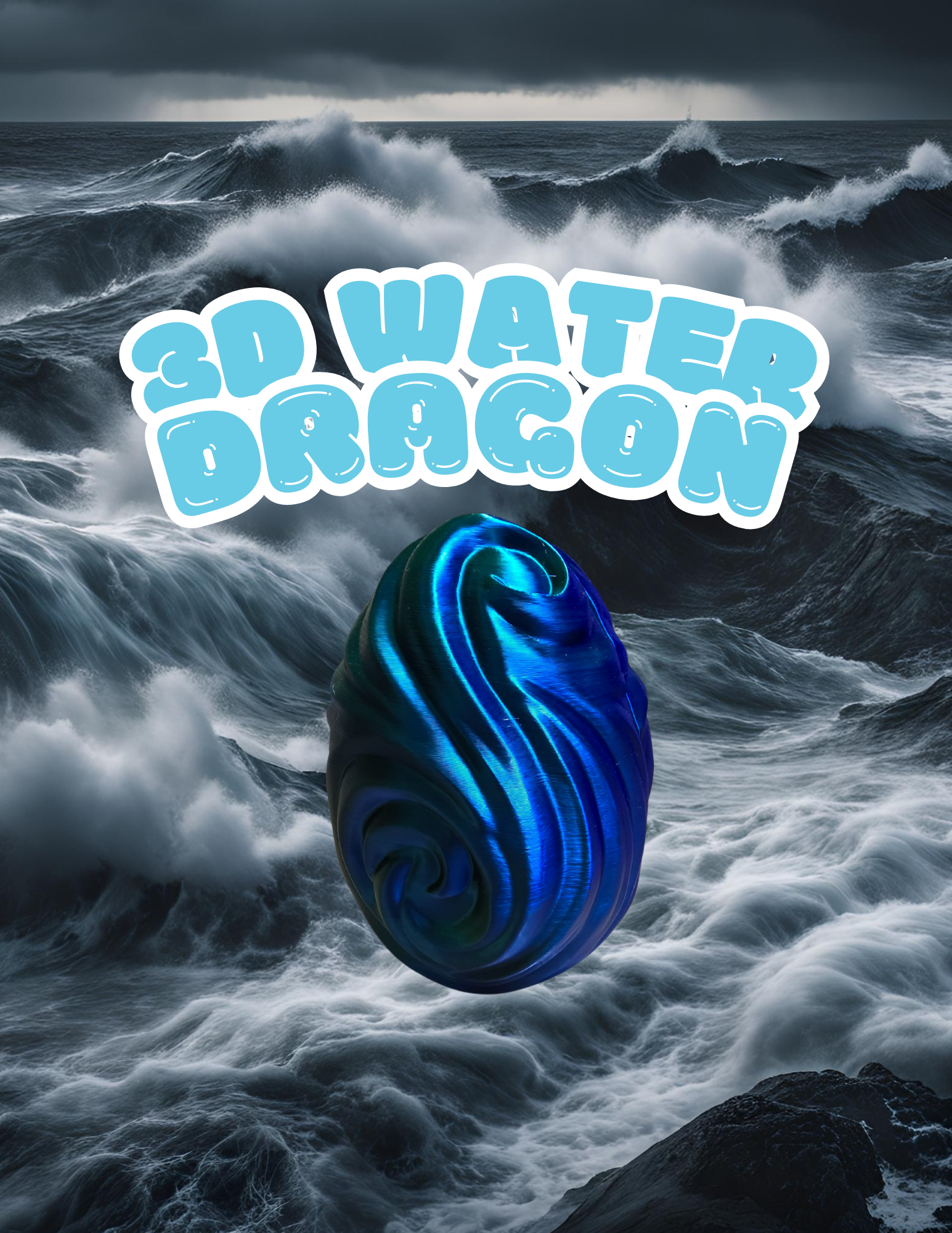 3D Printed Baby Water Dragon & Egg – Enchanted Ocean Hatchling Collectible - Image 3
