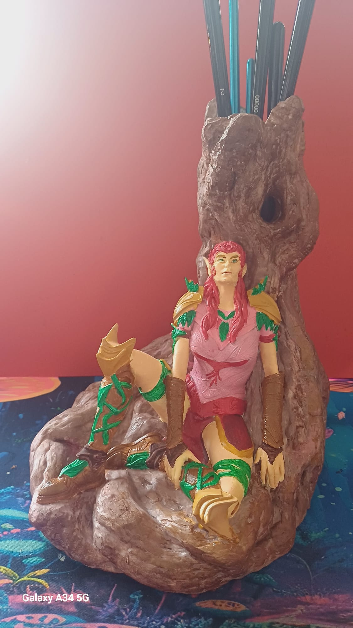 Hand-Painted Elven Pencil Holder – Unique 3D Printed Fantasy Art