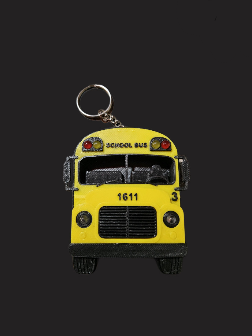 Illuminated 3D-Printed School Bus Keychain with functional lights (custom made)