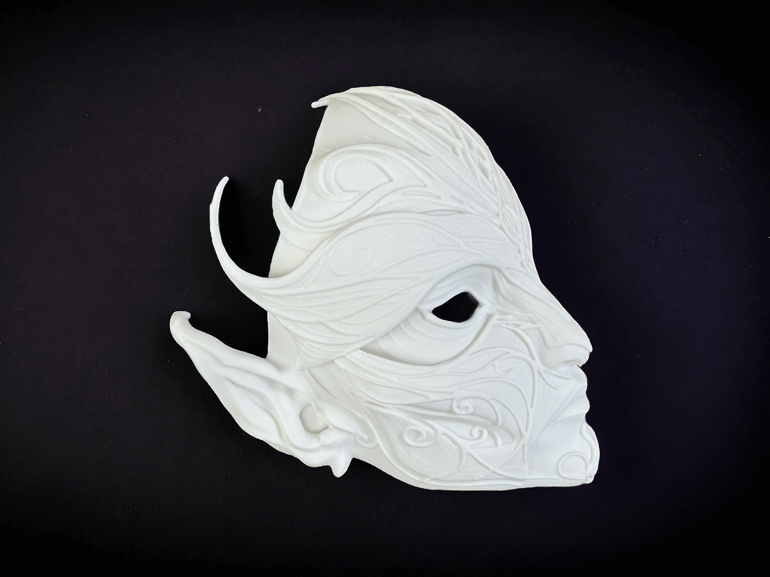Dark Elf Full Face Mask (Unpainted) – 3D Printed Decor, Costume & Cosplay - Image 2