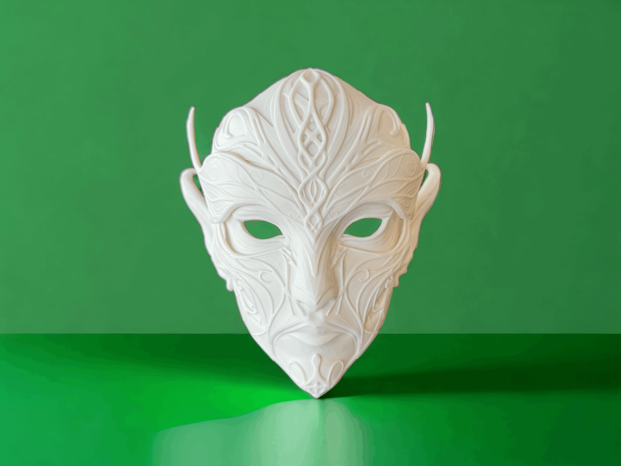 Dark Elf Full Face Mask (Unpainted) – 3D Printed Decor, Costume & Cosplay - Image 3