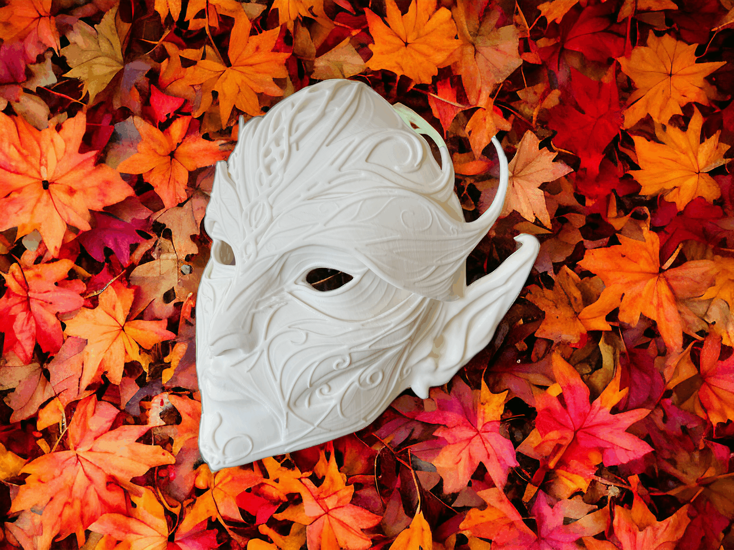 Dark Elf Full Face Mask (Unpainted) – 3D Printed Decor, Costume & Cosplay - Image 4