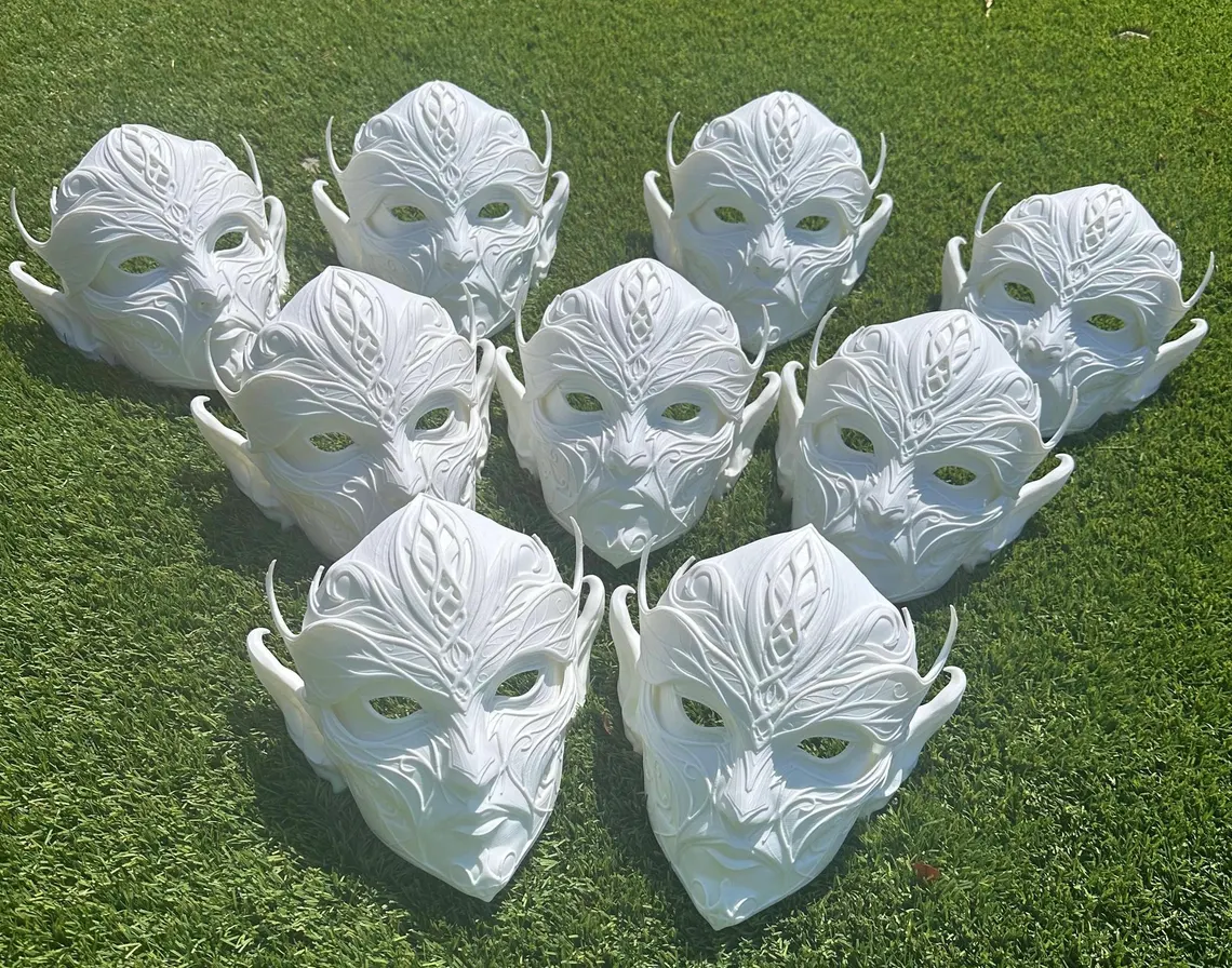 Dark Elf Full Face Mask (Unpainted) – 3D Printed Decor, Costume & Cosplay - Image 6