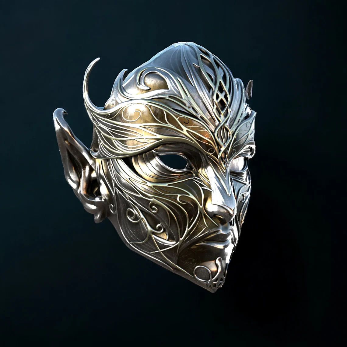 Dark Elf Full Face Mask (Unpainted) – 3D Printed Decor, Costume & Cosplay
