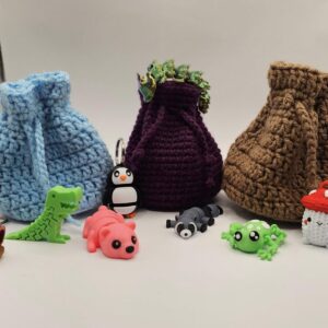 Mystery Toy Figure/Keychain Bag - 5 items for $10 (With Handmade Crochet Pouch)