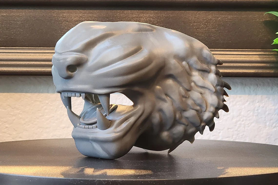 Tiger Animal Face Mask (Unpainted) – 3D Printed Decor, Costume & Cosplay - Image 4