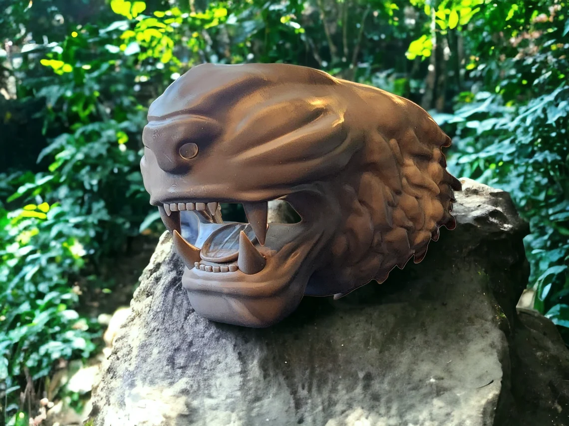 Tiger Animal Face Mask (Unpainted) – 3D Printed Decor, Costume & Cosplay - Image 2