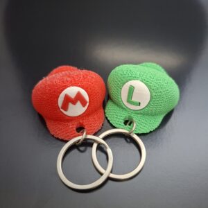 Chaveiro Geek Chapéu Mario e Luigi Estilo Crochê 3D | Impresso em Impressora 3D | Estilo Criativo e Decorativo