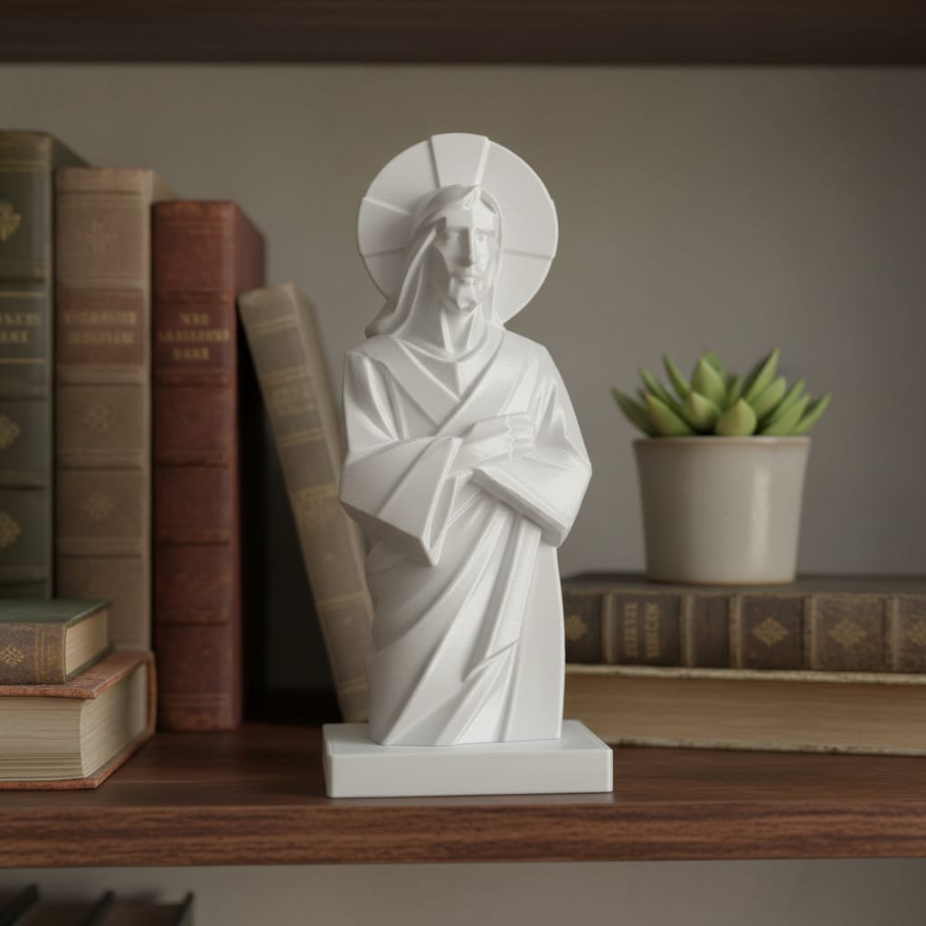Estatueta Jesus Cristo Branca Moderna: Fé e Arte Contemporânea - Image 12