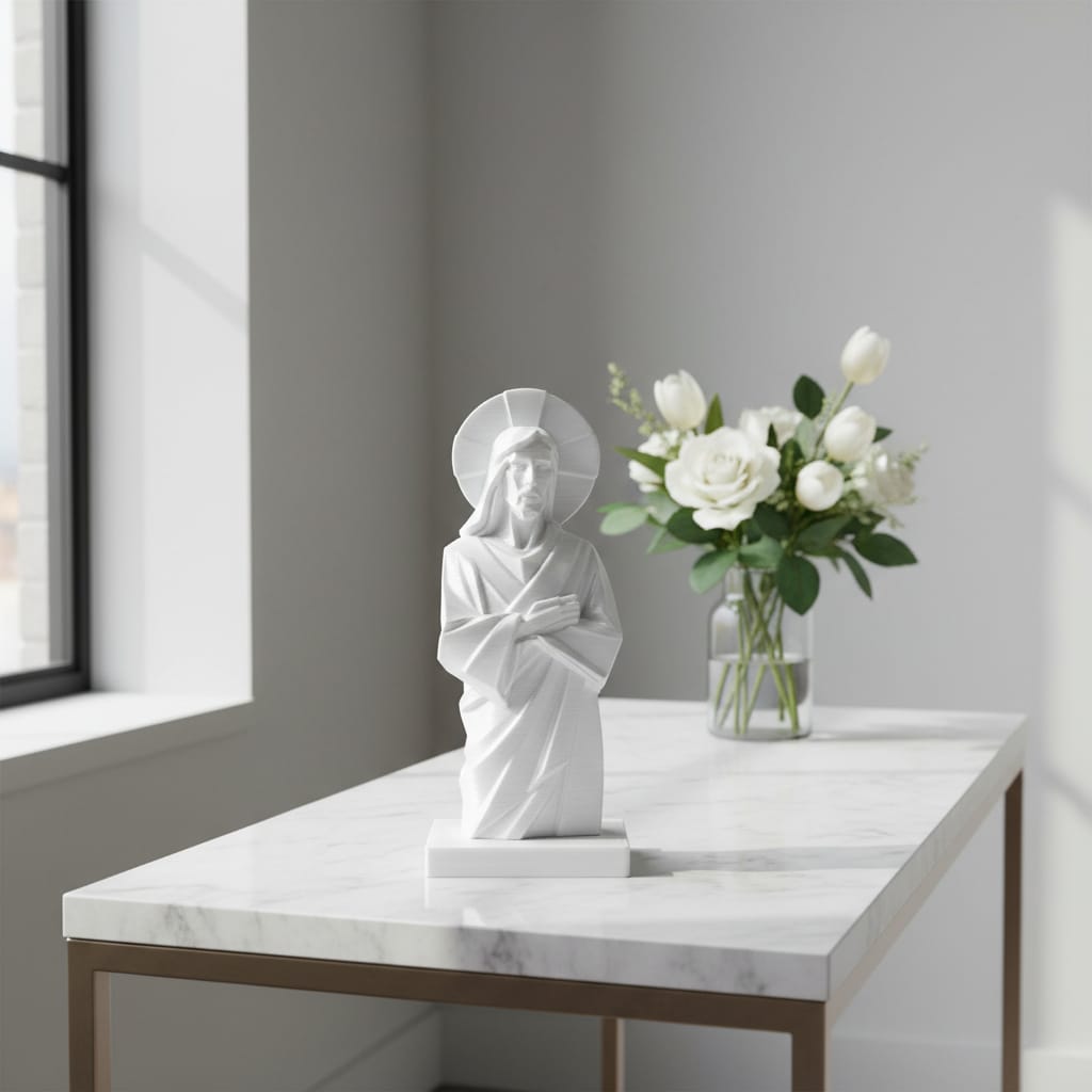 Estatueta Jesus Cristo Branca Moderna: Fé e Arte Contemporânea - Image 13
